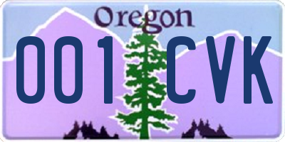 OR license plate 001CVK