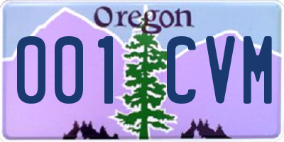 OR license plate 001CVM