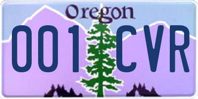 OR license plate 001CVR