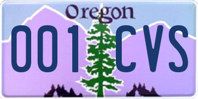 OR license plate 001CVS