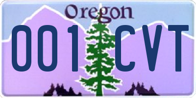 OR license plate 001CVT