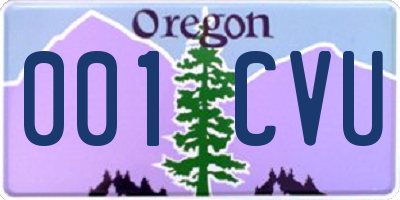 OR license plate 001CVU