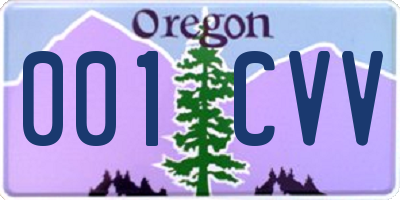 OR license plate 001CVV