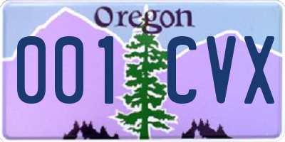 OR license plate 001CVX