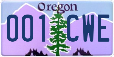 OR license plate 001CWE