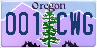 OR license plate 001CWG