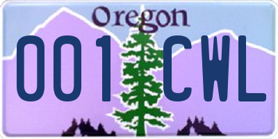 OR license plate 001CWL
