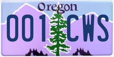 OR license plate 001CWS