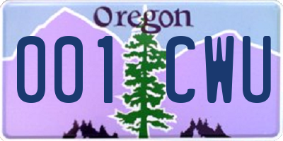 OR license plate 001CWU