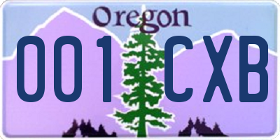 OR license plate 001CXB