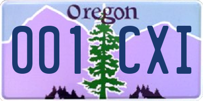 OR license plate 001CXI