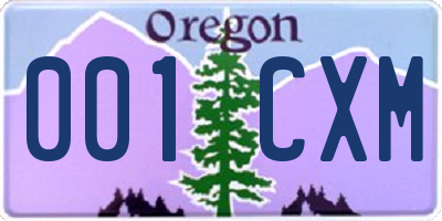 OR license plate 001CXM