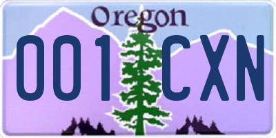 OR license plate 001CXN