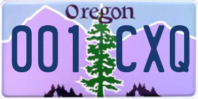 OR license plate 001CXQ