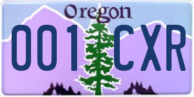 OR license plate 001CXR
