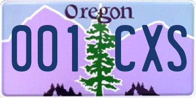 OR license plate 001CXS