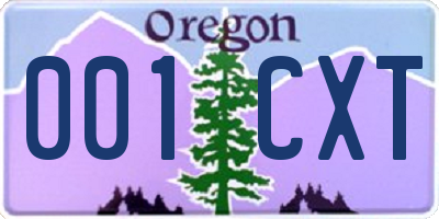 OR license plate 001CXT