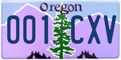 OR license plate 001CXV