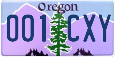 OR license plate 001CXY