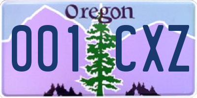 OR license plate 001CXZ