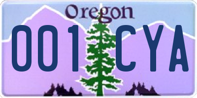 OR license plate 001CYA