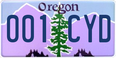OR license plate 001CYD