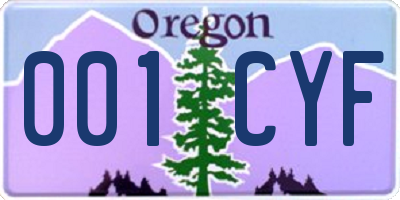 OR license plate 001CYF