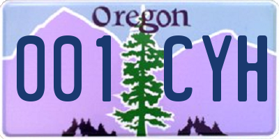 OR license plate 001CYH