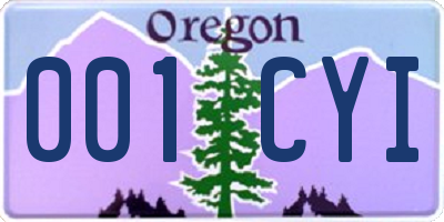 OR license plate 001CYI