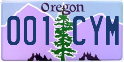 OR license plate 001CYM