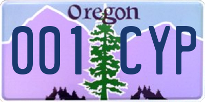 OR license plate 001CYP
