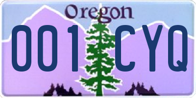 OR license plate 001CYQ