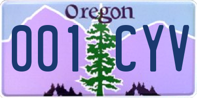 OR license plate 001CYV