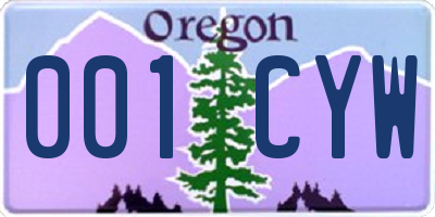 OR license plate 001CYW