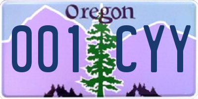 OR license plate 001CYY