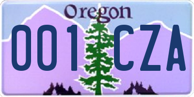 OR license plate 001CZA