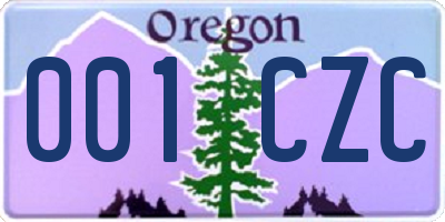 OR license plate 001CZC