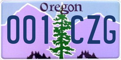 OR license plate 001CZG