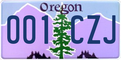 OR license plate 001CZJ