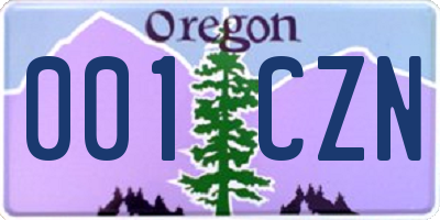 OR license plate 001CZN