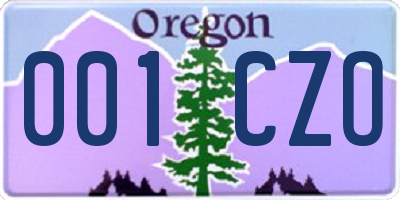 OR license plate 001CZO