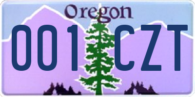 OR license plate 001CZT