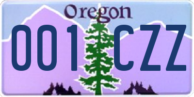 OR license plate 001CZZ