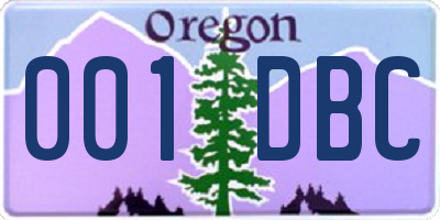 OR license plate 001DBC