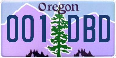 OR license plate 001DBD