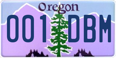 OR license plate 001DBM