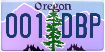 OR license plate 001DBP