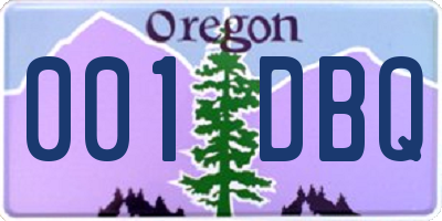 OR license plate 001DBQ