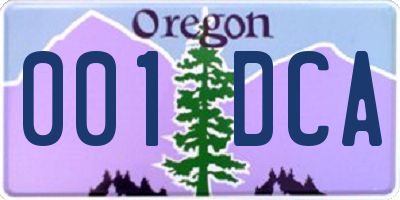 OR license plate 001DCA