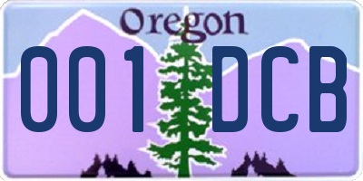 OR license plate 001DCB